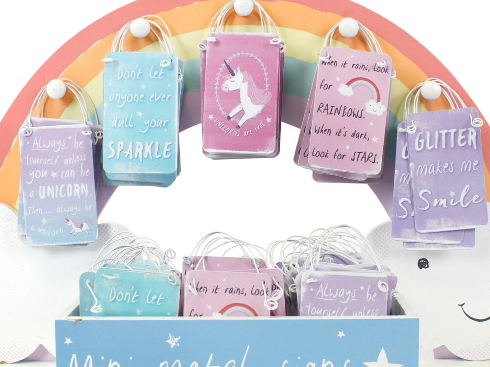 Mini Metal Unicorn and Rainbow Signs