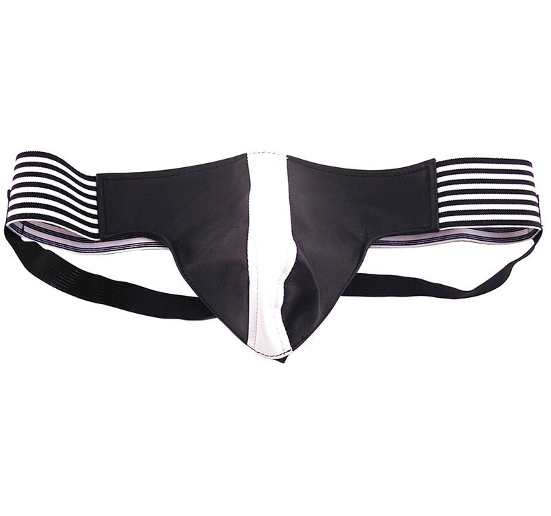 Rouge Garments Black And White Leather Jockstrap - Medium