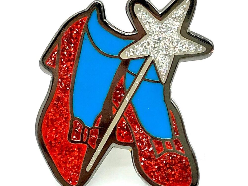 Wizard Of Oz Ruby Slippers Glitter Pin Badge