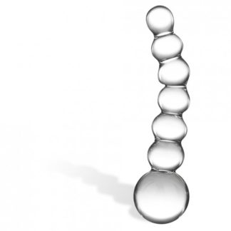 Glas Curved Glass Beaded Dildo Clear