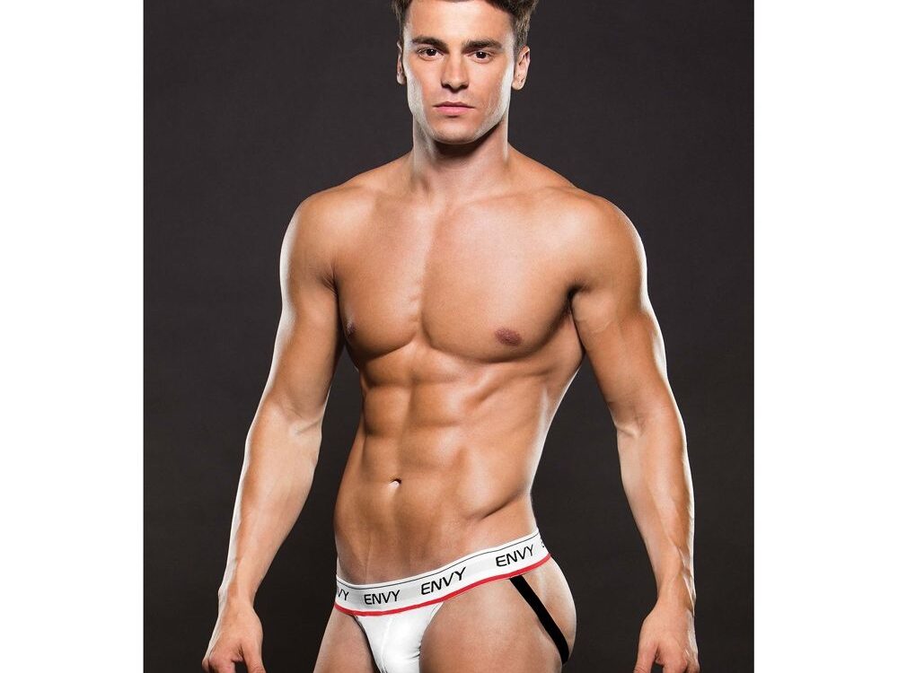 Envy Logo Elastic Low Rise Mesh Jock White M/L