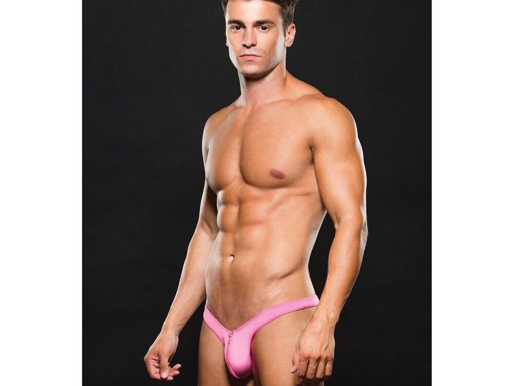 Envy Microfiber Low Rise Zip Thong Pink L/XL