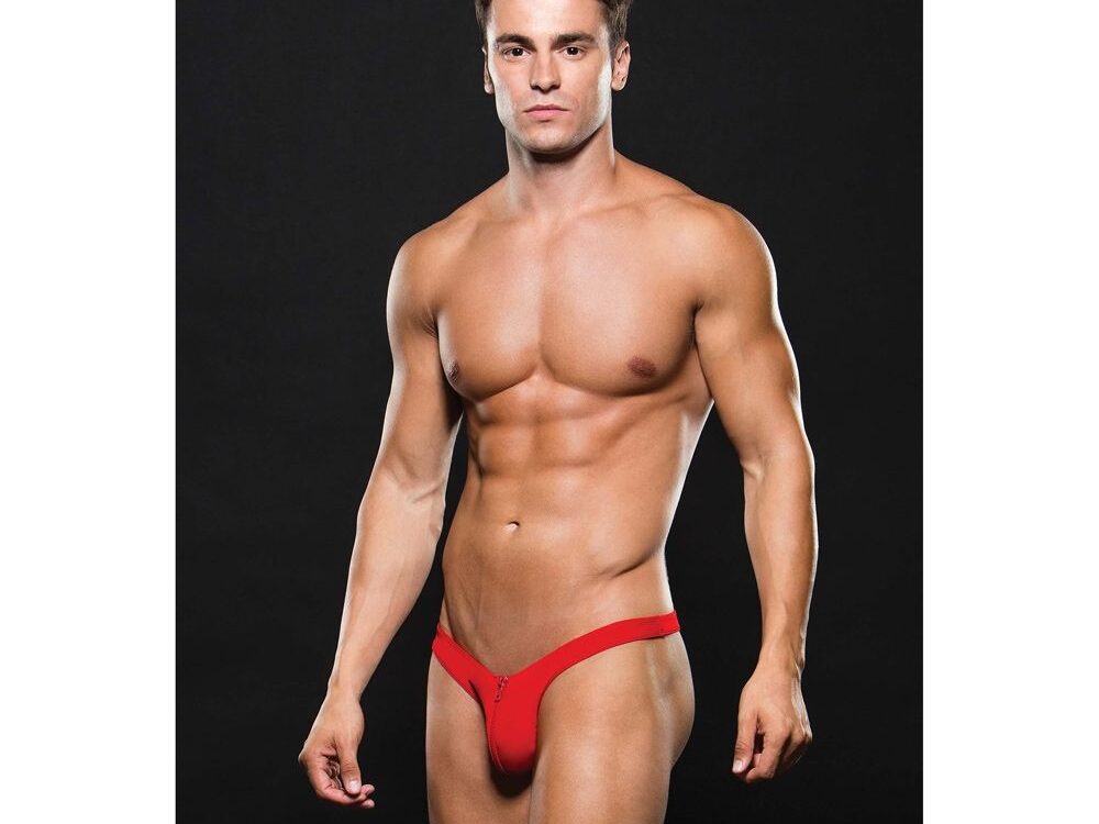 Envy Microfiber Low Rise Zip Thong Red M/L