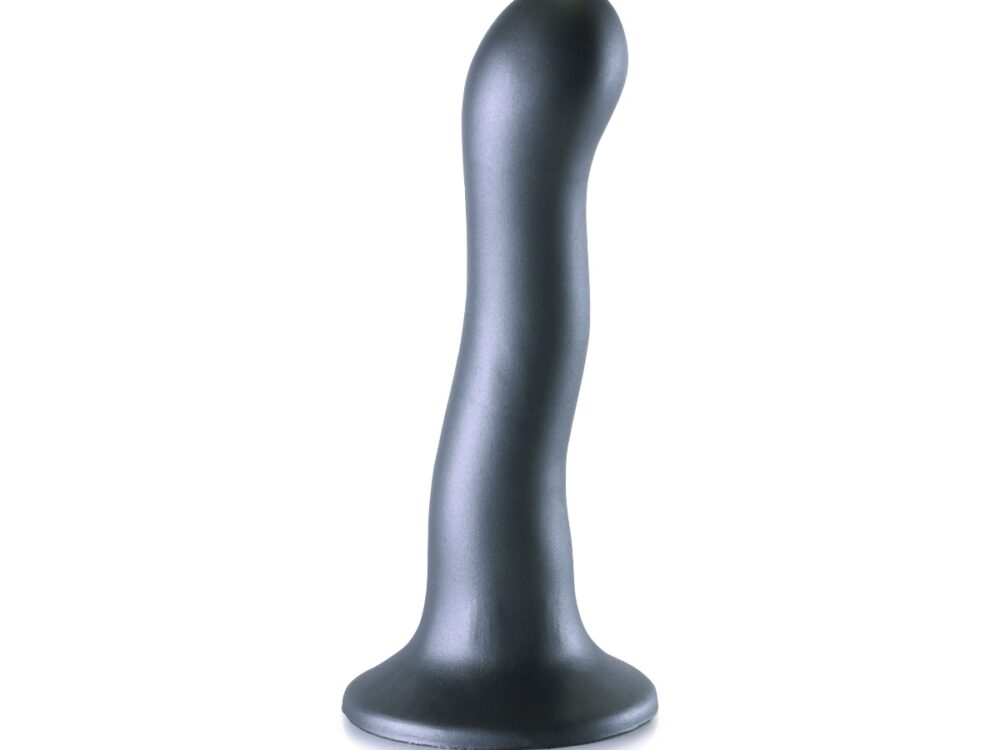 Ouch Ultra Soft Silicone Curvy G Spot Dildo 7inch Metallic Grey