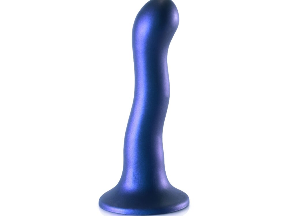 Ouch Ultra Soft Silicone Curvy G Spot Dildo 7inch Metallic Blue