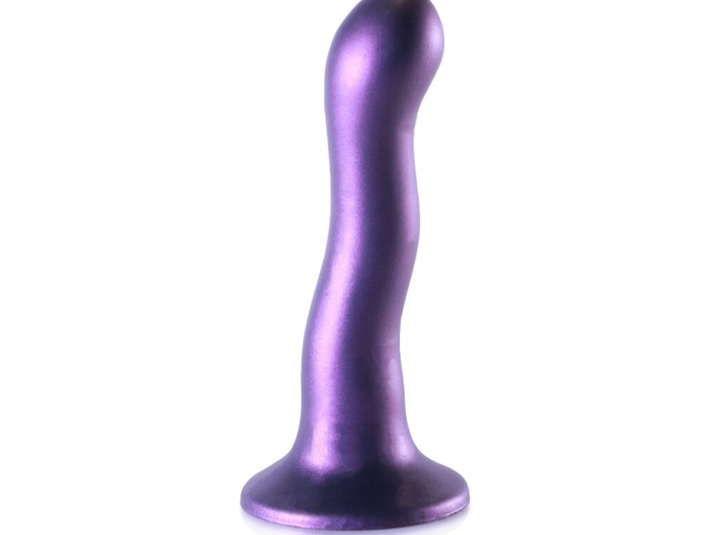 Ouch Ultra Soft Silicone Curvy G Spot Dildo 7inch Metallic Purple