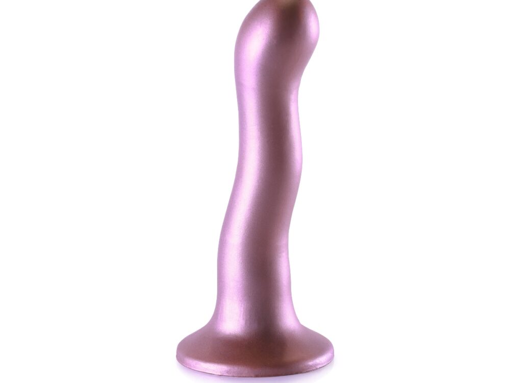 Ouch Ultra Soft Silicone Curvy G Spot Dildo 7inch Metallic Rose