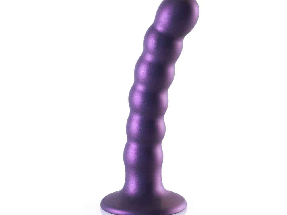 Ouch Beaded Silicone G Spot Dildo 5inch Metallic Purple