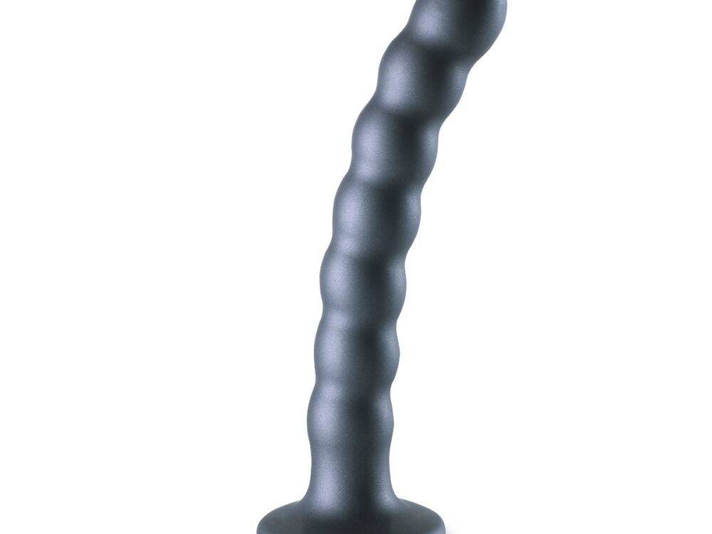 Ouch Beaded Silicone G Spot Dildo 6 5inch Metallic Grey