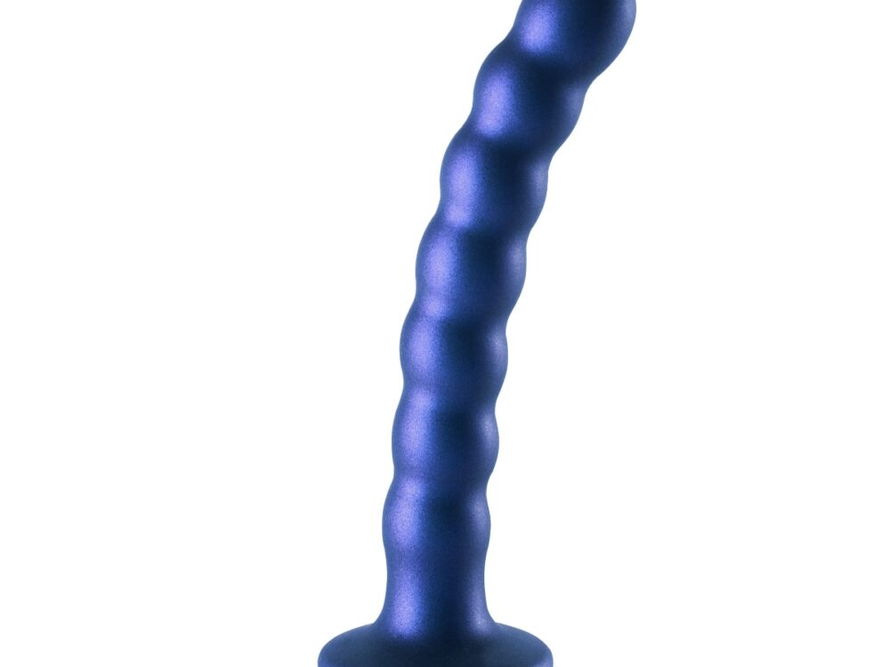 Ouch Beaded Silicone G Spot Dildo 6 5inch Metallic Blue