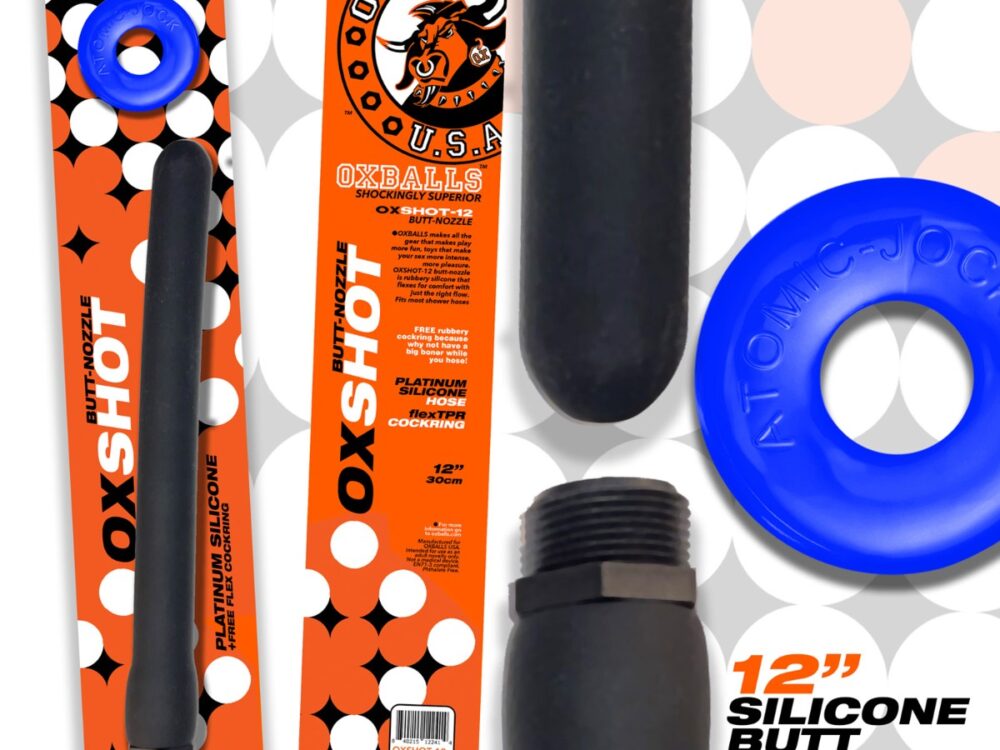 Oxballs Oxshot Butt-Nozzle Shower Hose 12 Inch and Blue Atomic Jock Cockring