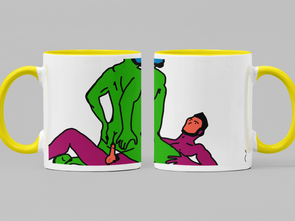 Gay Nude Erotic Sex Design Mug GREEN/PURPLE