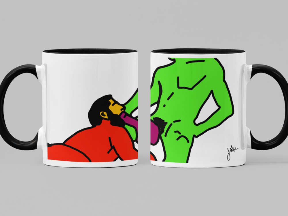 Gay Nude Erotic Sex Design Mug Green/Red