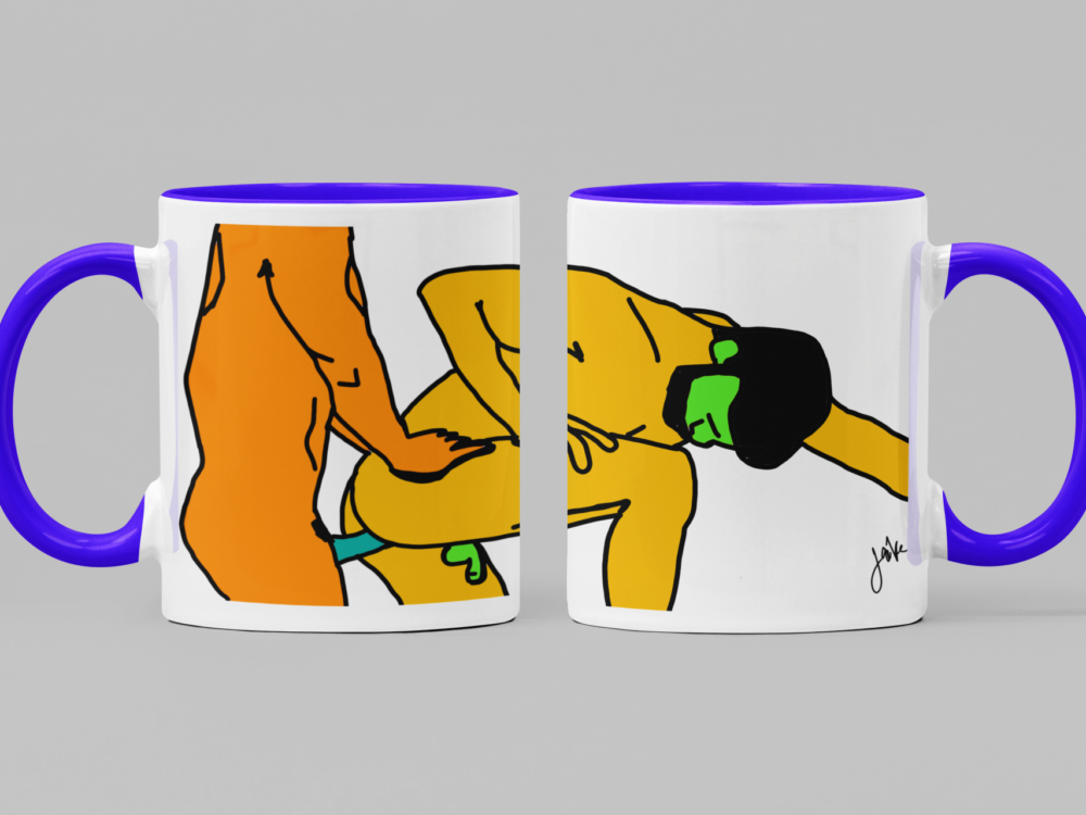 Gay Nude Erotic Sex Design Mug Orange/Yellow