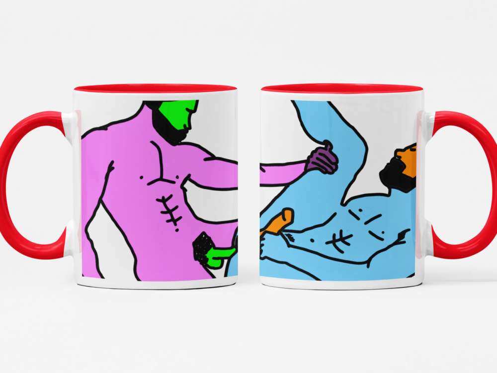 Gay Nude Erotic Sex Design Mug Pink / Blue